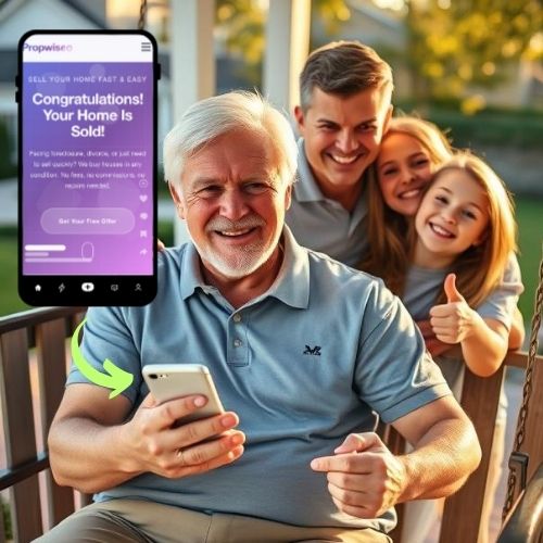 A happy family moving out of their house after a quick sale to Propwiseo